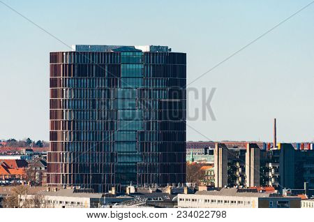 Copenhagen Denmark - March 18. 2018: Aerial View Of The Skyline Of Copenhagen City