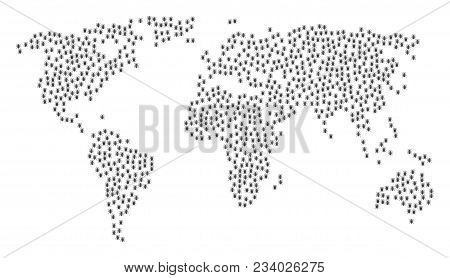 World Composition Map Made Of Cucaracha Pictograms. Vector Cucaracha Scatter Flat Icons Are United I