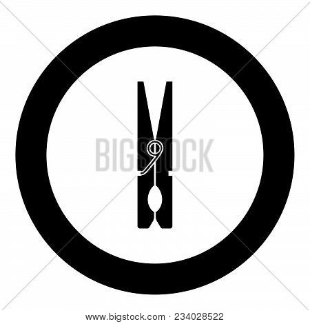 Clothespeg Icon Black Color In Circle Vector Illustration Isolated