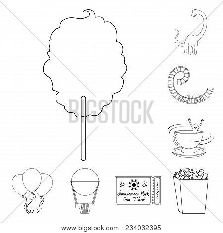 Amusement Park Outline Icons In Set Collection For Design. Equipment And Attractions Vector Symbol S