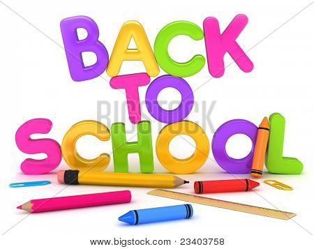 3D Abbildung des Back to School-Elemente