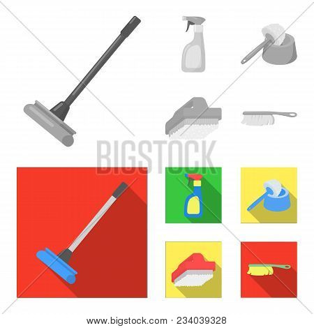 Cleaning And Maid Monochrome, Flat Icons In Set Collection For Design. Equipment For Cleaning Vector