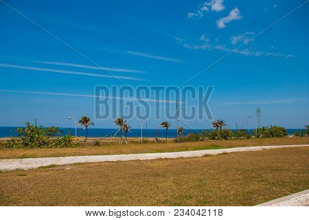 Sea And Palm Trees Near The Fortress. Havana. Cuba.