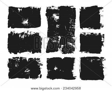 Set Of Rectangular Text Box. Grunge Paint Stripe. Vector Brush Stroke. Black Isolated Paintbrush Col