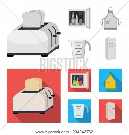 Kitchen Equipment Monochrome, Flat Icons In Set Collection For Design. Kitchen And Accessories Vecto