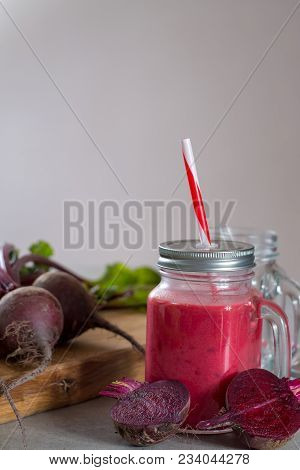 Healthy Dietary Detox Food, Fresh Smoothie Frim Young Red Beets