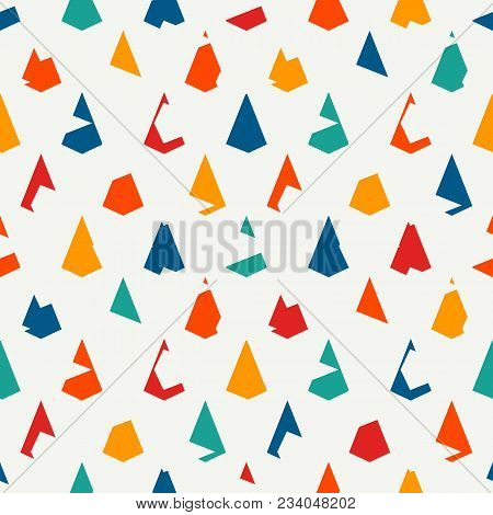 Seamless Surface Pattern With Repeated Mini Triangles. Distressed Geometric Figures. Grunge Abstract