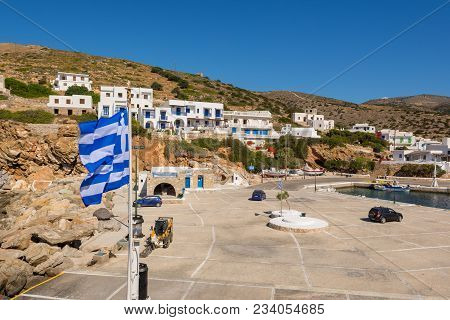 Sikinos, Greece - May 20, 2017: View Of Port Of Sikinos Island. Cyclades, Greece