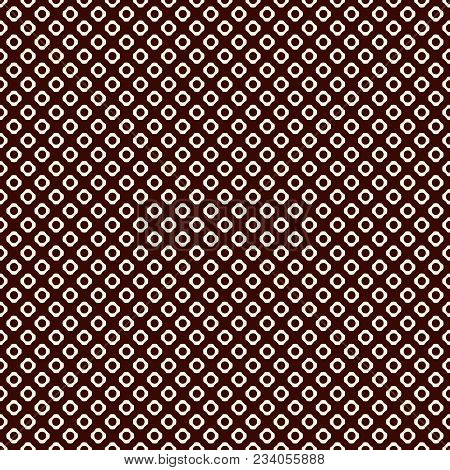 Brown Colors Seamless Pattern With Repeated Circles. Hex Nut Motif. Geometric Abstract Background. M