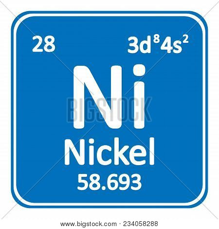 Periodic Table Element Nickel Icon On White Background. Vector Illustration.