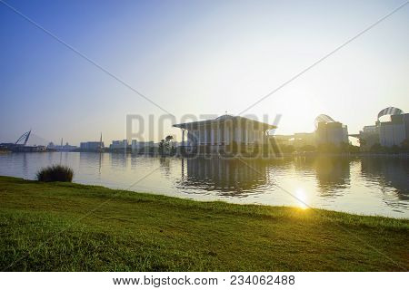 Sunset View At Masjid Besi (iron Mosque) Or Masjid Tuanku Mizan Zainal Abidin, Putrajaya, Malaysia.