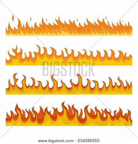 Bonfire Night Fire Banner Concept Set. Flat Illustration Of 4 Bonfire Night Fire Vector Banner Horiz