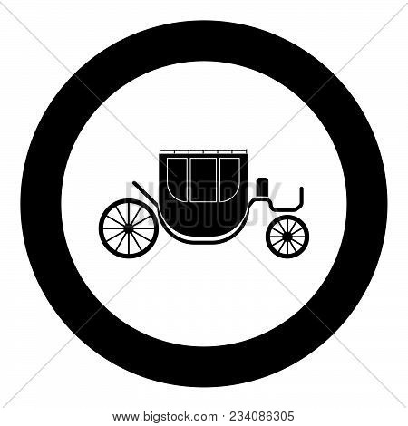Carriage Black Icon In Circle Vector Illustration Isolated