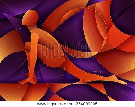 Vector Design Of People Practicing Yoga On Abstract Cubism Backhround