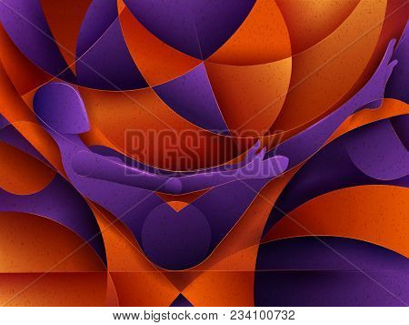Vector Design Of People Practicing Yoga On Abstract Cubism Backhround