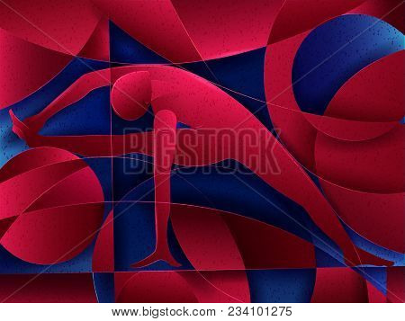 Vector Design Of People Practicing Yoga On Abstract Cubism Backhround