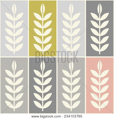 Scandinavian Geometric Folk Art Seamless Vector Latticework Pattern With Colorful Plants In Rectangl