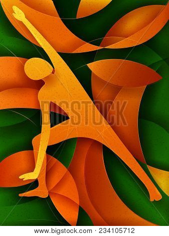 Vector Design Of People Practicing Yoga On Abstract Cubism Backhround