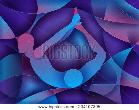 Vector Design Of People Practicing Yoga On Abstract Cubism Backhround
