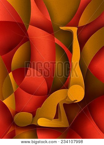 Vector Design Of People Practicing Yoga On Abstract Cubism Backhround