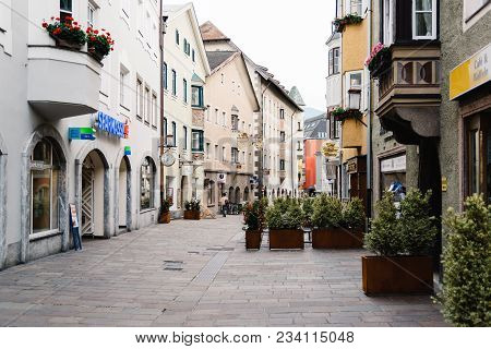 Schwaz, Austria - August 8, 2017:  View Of The Picturesque Town Of Schwaz In  Austrian State Of Tyro
