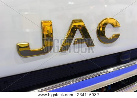 Kiev, Ukraine - October 25, 2017: Logotype Of The Truck Jac Of Chinise Manufacture On The Car Cabin