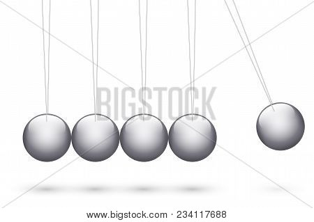 Classic Newton Cradle With Metallic Ball. Concept Of Pendulum In Business. Vector Illustration Isola