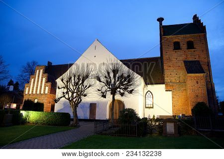 Sollerod Church At Night In 2016