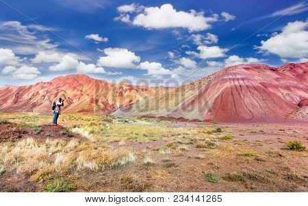 The Most Beautiful Colorful Mountain And Spectacular Blue Sky In Tabriz Iran.similar Colourful Mount