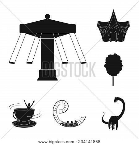 Amusement Park Black Icons In Set Collection For Design. Equipment And Attractions Vector Symbol Sto