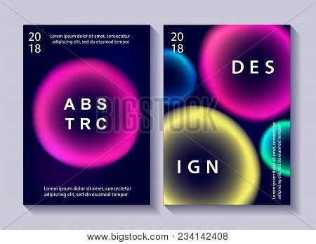 Set Of Creative Design Posters With Color Vibrant Gradient Background. Trendy Modern Design Template