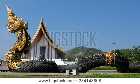 1 April 2018 Phetchabun Thailand : The Naga Ratchaprasong At Wat Dhammayan Is Located In Nhong Phai