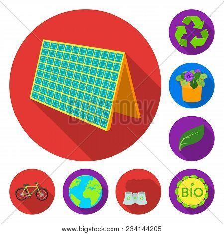 Bio And Ecology Flat Icons In Set Collection For Design. An Ecologically Pure Product Vector Symbol 