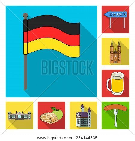 Country Germany Flat Icons In Set Collection For Design. Germany And Landmark Vector Symbol Stock  I