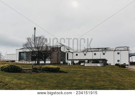 Brora, Scotland - March 22 2018:  View Of New Building Of Clynelish Distillery, Brora, Scotland. The