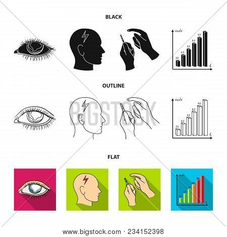 Poor Vision, Headache, Glucose Test, Insulin Dependence. Diabetic Set Collection Icons In Black, Fla