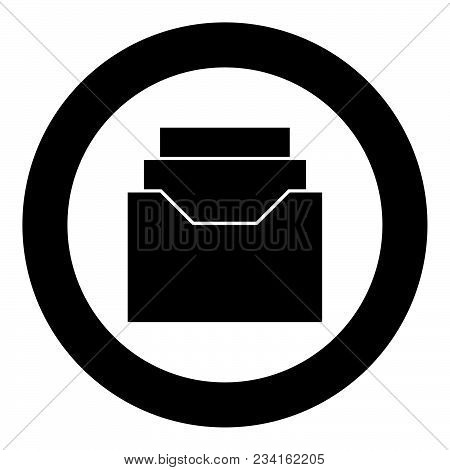 Documents Archieve Or Drawer Black Icon In Circle Vector Illustration Isolated