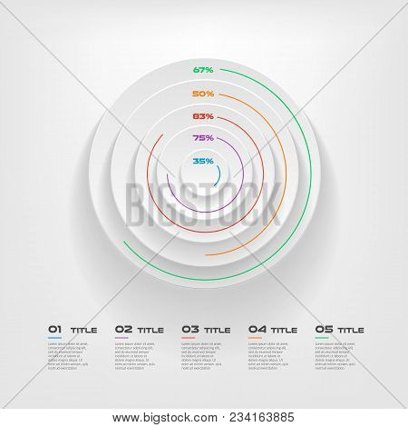 Concentrate Chart, Color Infographics Step By Step In A Series Of Circle. Element Of Chart, Graph, D