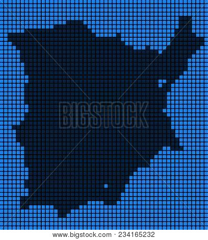 Dotted Pixelated Koh Samui Map. Vector Geographic Map In Blue Colors. Vector Composition Of Koh Samu