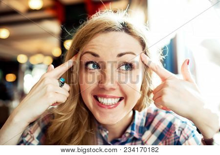 Young Smart Successful Female Smiling Close Up Portrait