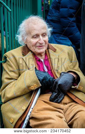 Aldermaston, United Kingdom, 1st April 2018:- Walter Wolfgang Aged 94 Outside The Main Gate Of The A