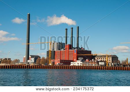 Copenhagen Denmark - March 18. 2018: Hc Oersted Power Plant On A Spring Day