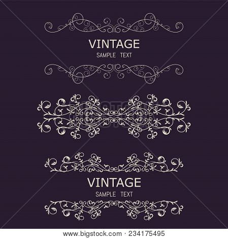 Vintage Decorations Elements. Flourishes Calligraphic Ornaments And Frames. Retro Style Design Colle