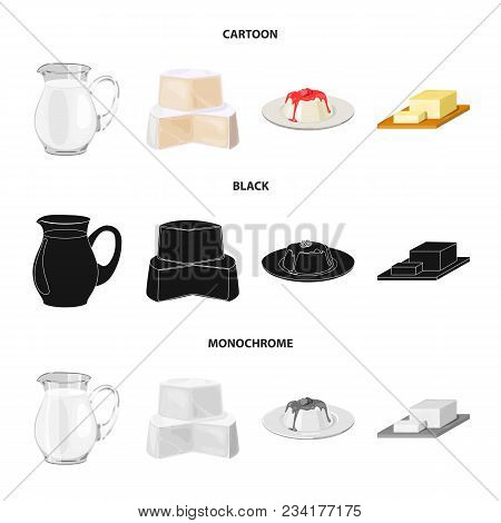 Milk, Calcium, Product, Food .milk Product And Sweet Set Collection Icons In Cartoon, Black, Monochr