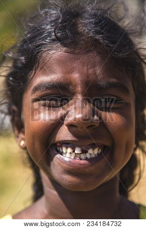 Matara, Sri Lanka - January 25, 2014: Unidentified Girl From Matara, Sri Lanka. Based On 2012 Data, 