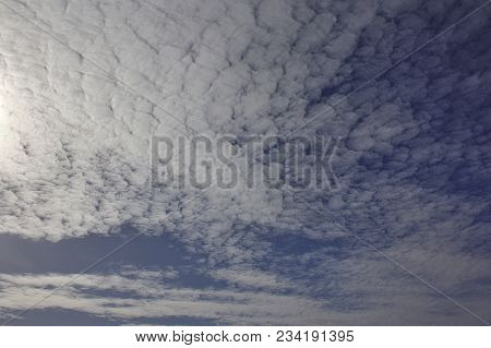 Evening Sky With Light Cirrus Clouds At Sunset