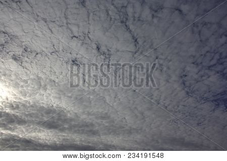 Evening Sky With Light Cirrus Clouds At Sunset