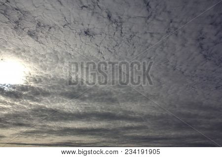Evening Sky With Light Cirrus Clouds At Sunset