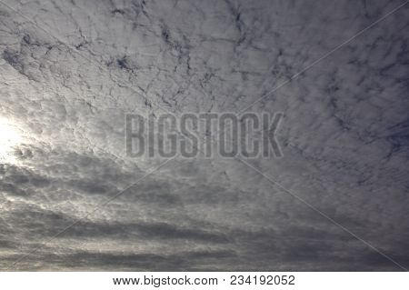 Evening Sky With Light Cirrus Clouds At Sunset