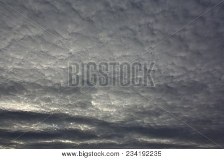 Evening Sky With Light Cirrus Clouds At Sunset